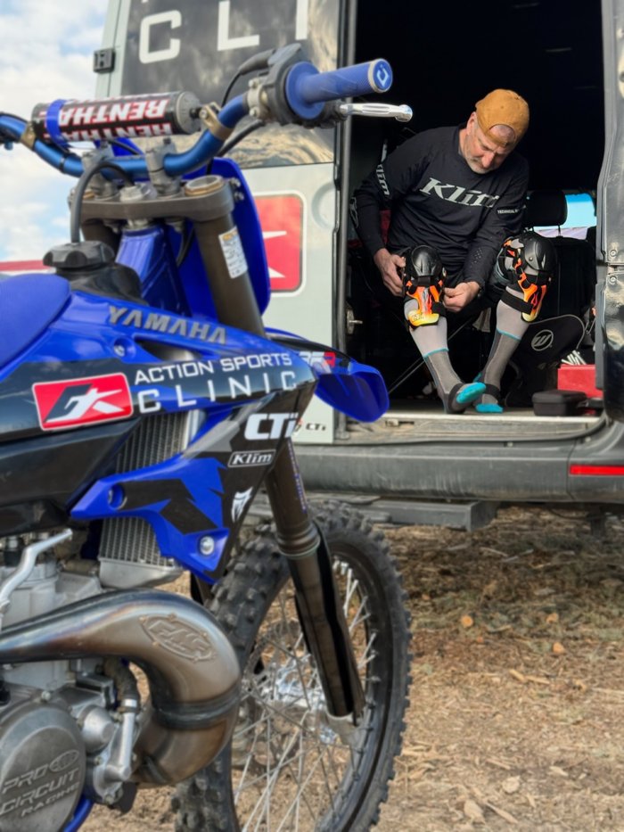 Action Sports Clinic athlete gearing up for a motocross ride